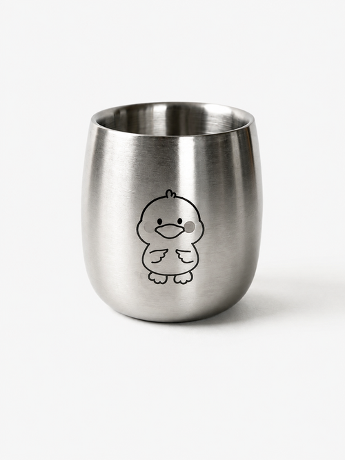 Stainless steel kids cup with duck engraving
