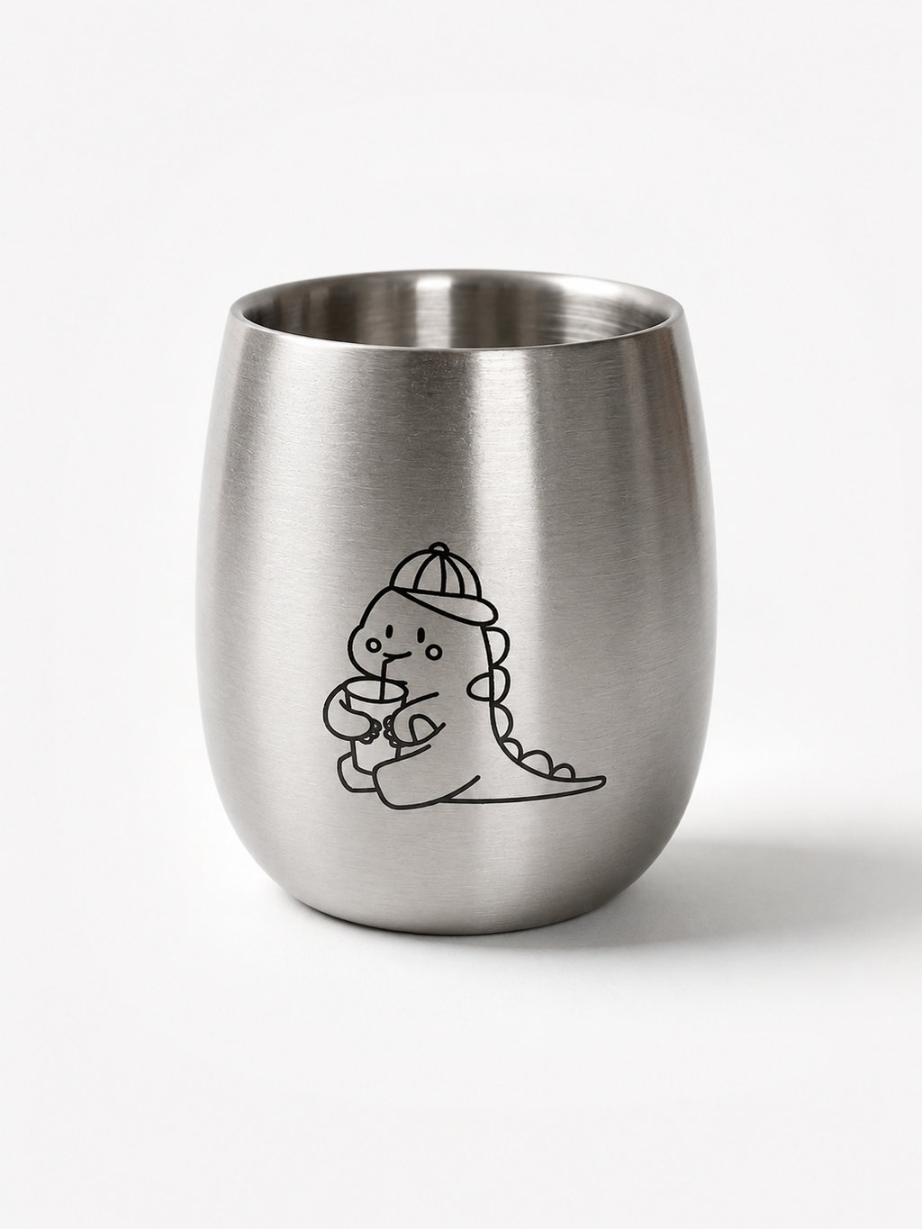 Stainless steel kids cup with dino engraving
