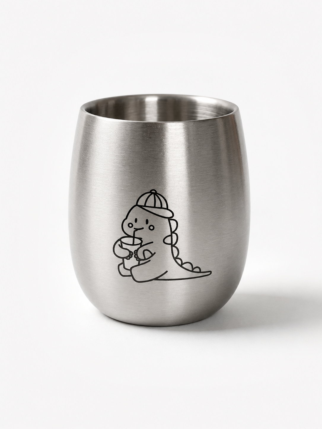 Stainless steel kids cup with dino engraving