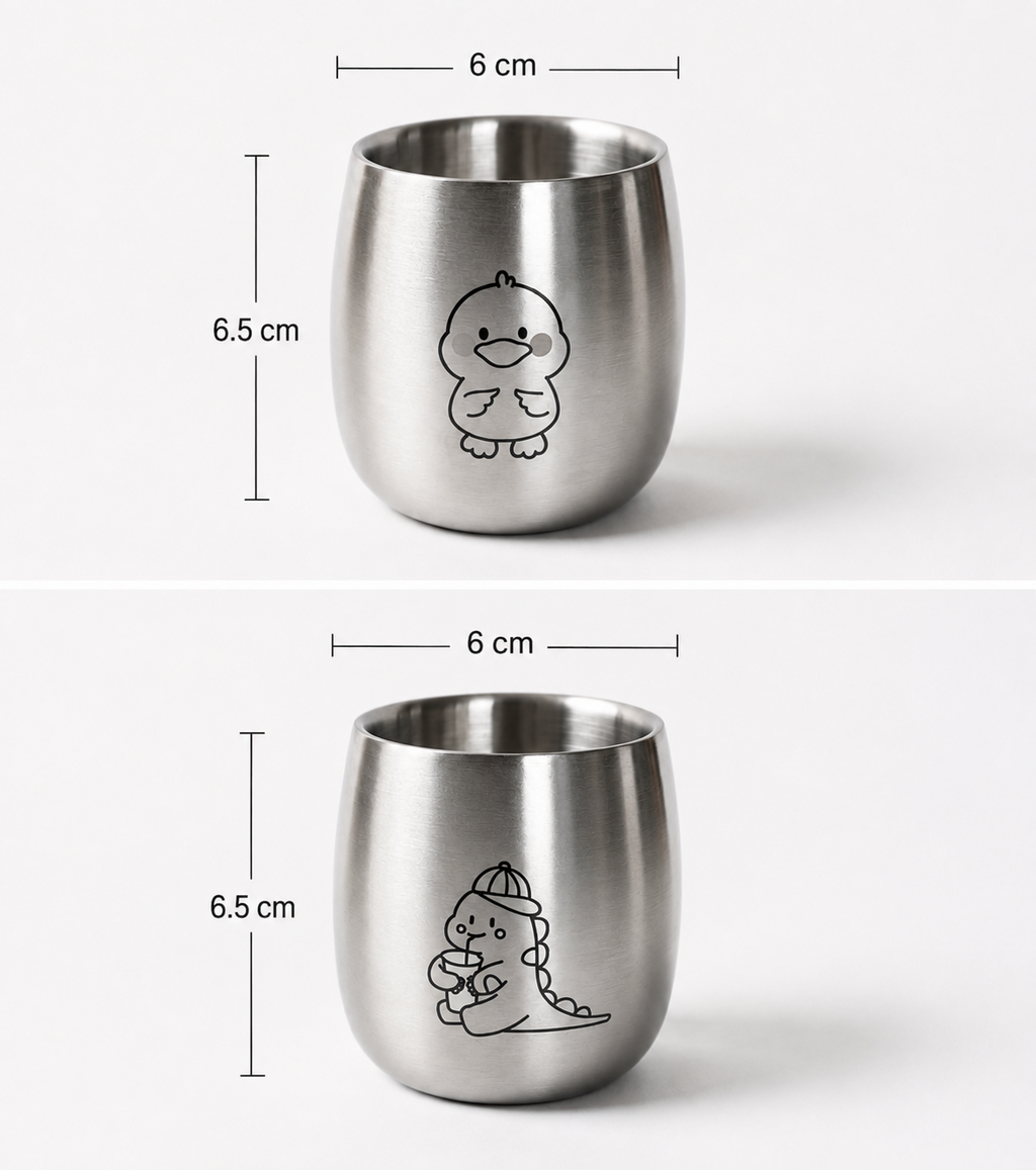 Kids cup dimensions — 6 cm wide, 6.5 cm tall